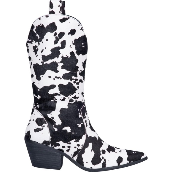 Dingo “Live A Little” Women’s Cowprint Leather Cowboy Boots. Size 6.5. New. - Picture 1 of 3